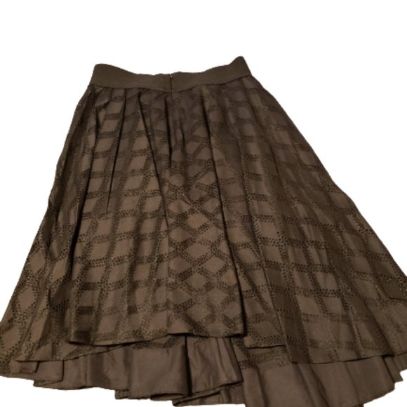 Sandro Paris Windowpane Smocked Midi Skirt Asymmetrical Lined Stretch Skirt - Picture 11 of 11